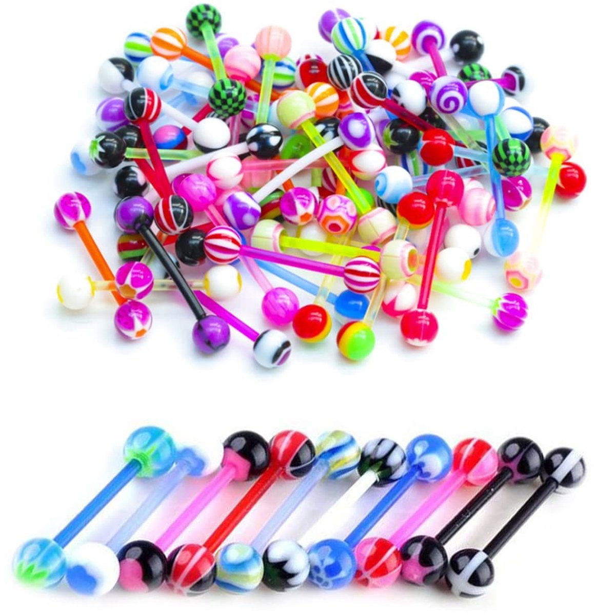 SolidKeus - Flexibele Tongpiercing van Plastic met 16 mm Barbell