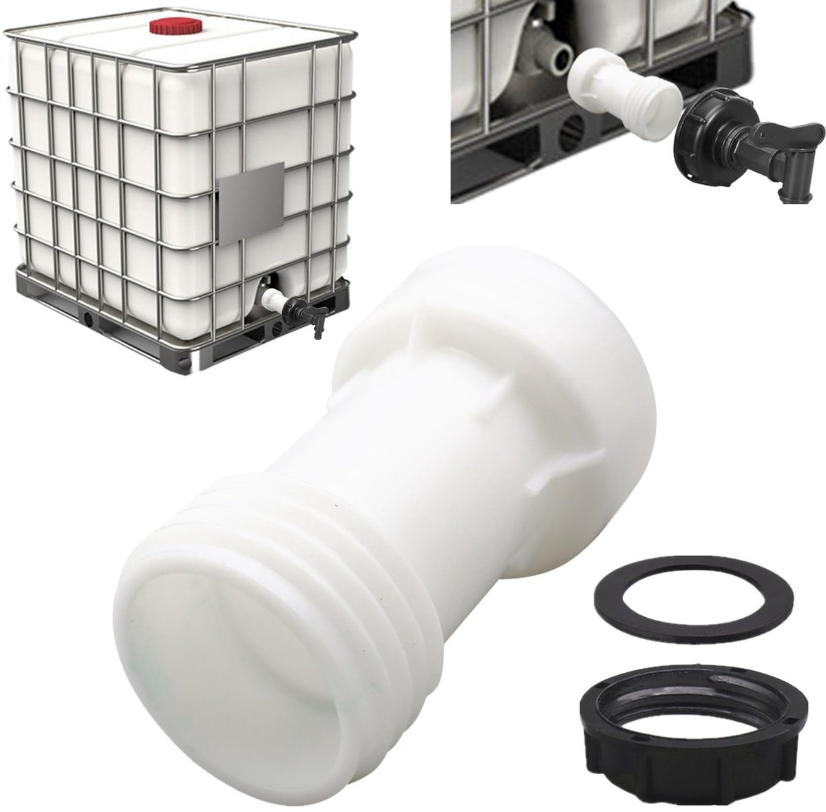SolidKeus - IBC Tank Connector met S60 x 6 Draad en Stofkap