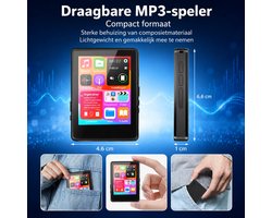 64GB MP3-Speler met Bluetooth 5.3 - 2.4 Inch Touchscreen - FM-Radio - Recorder - HiFi Geluid - Bedrade Oordopjes
