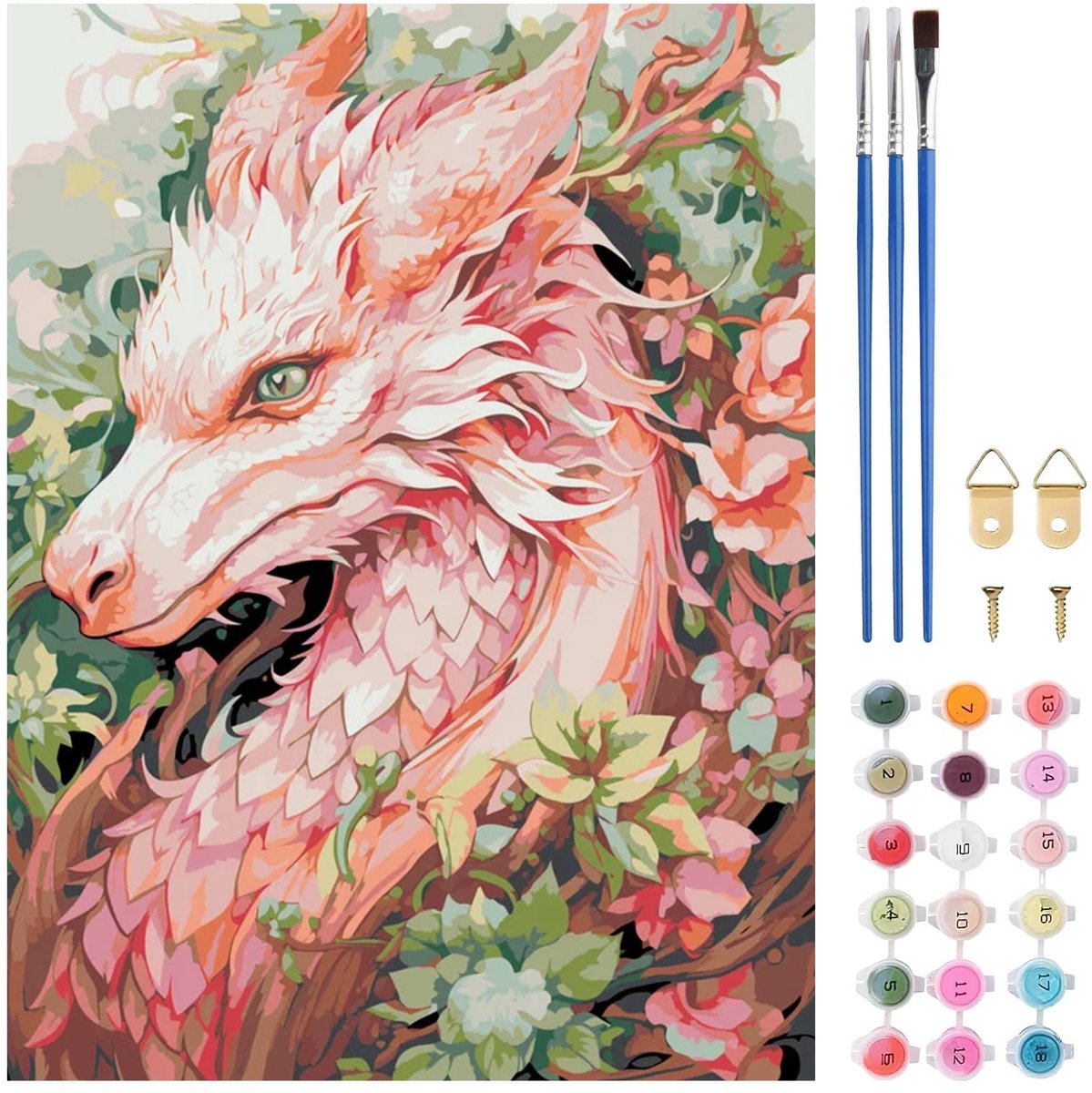 SolidKeus - Dragon Paint by Numbers Kit voor Volwassenen, DIY Schilderen op Canvas