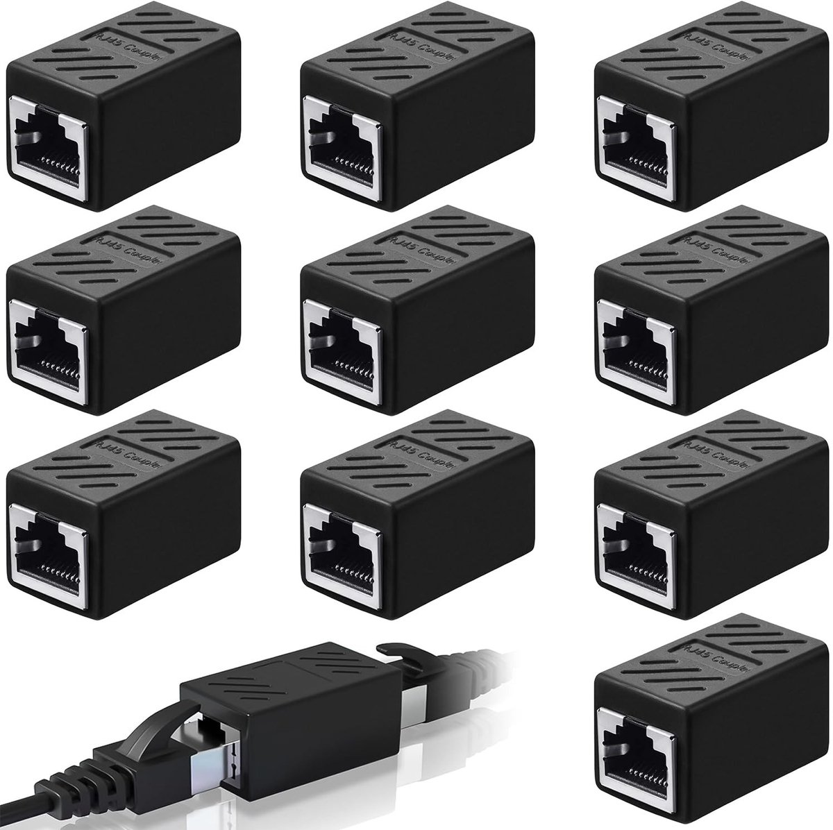 SolidKeus - 10 Stuks RJ45 Couplers voor Ethernet Kabelaansluitingen met Afgeschermde Functie