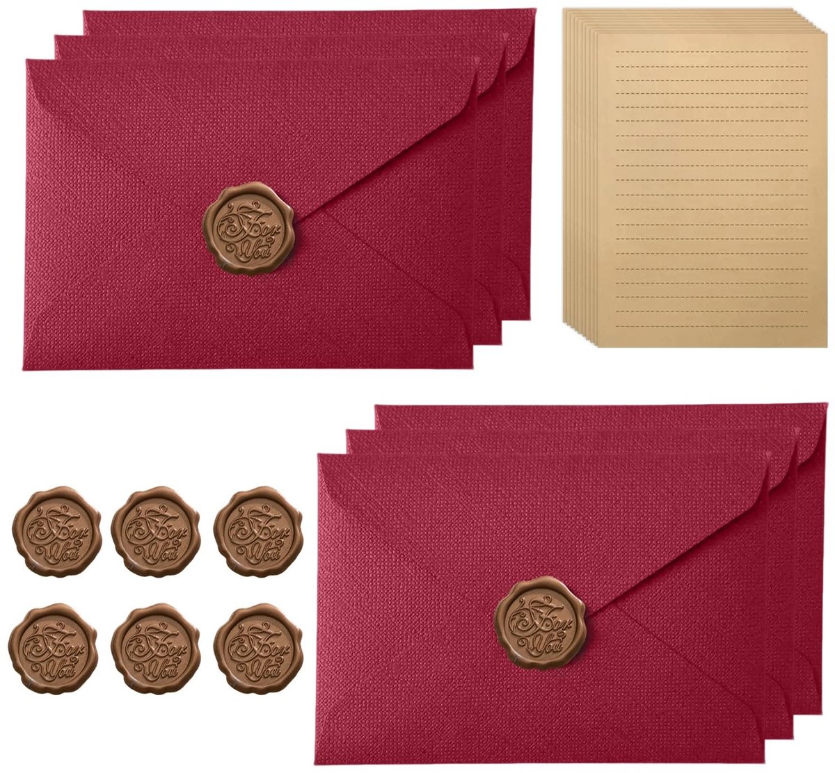 SolidKeus - Vintage Briefpapier Set met Enveloppen en Stempels