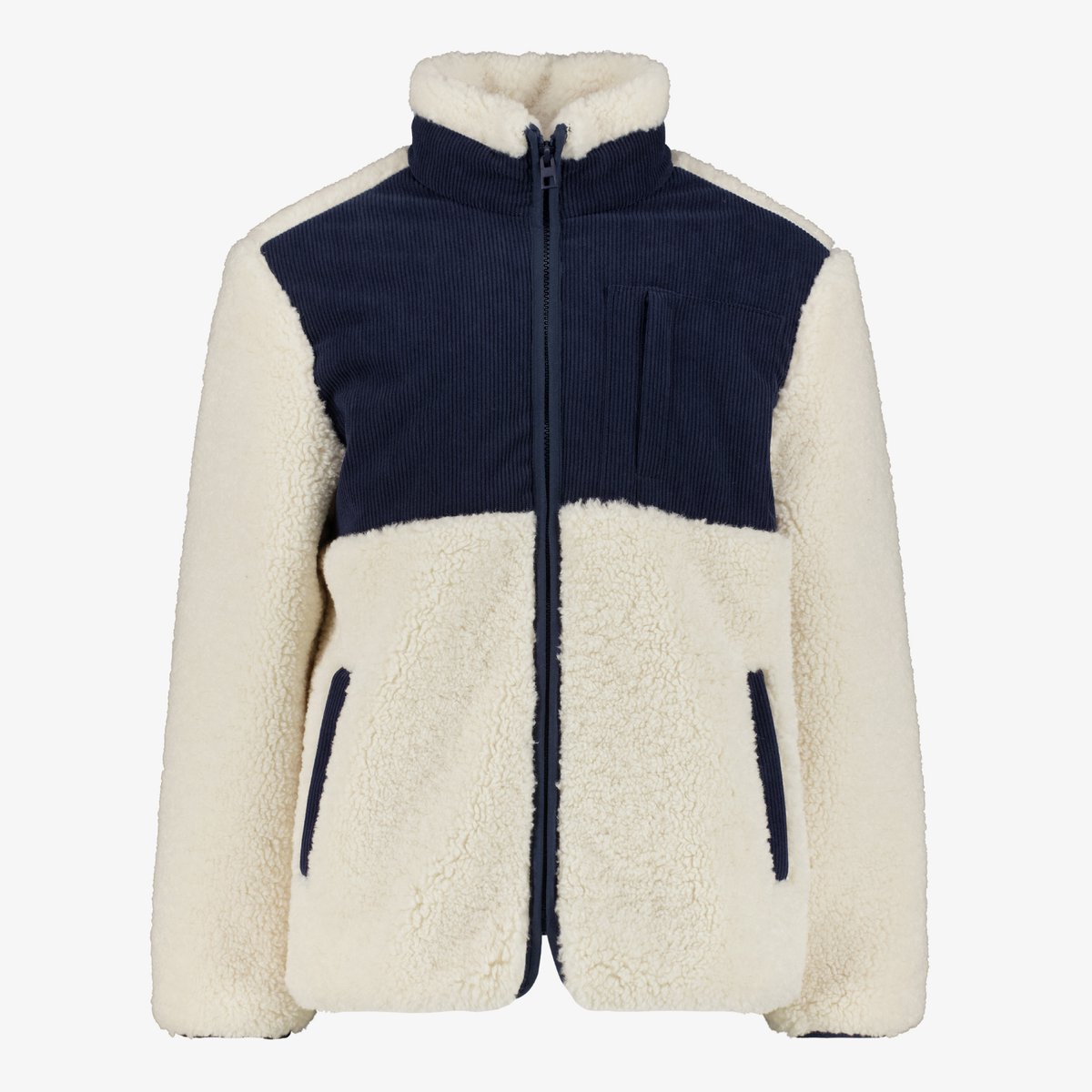 Unsigned jongens teddy tussenjas wit blauw - Maat 152