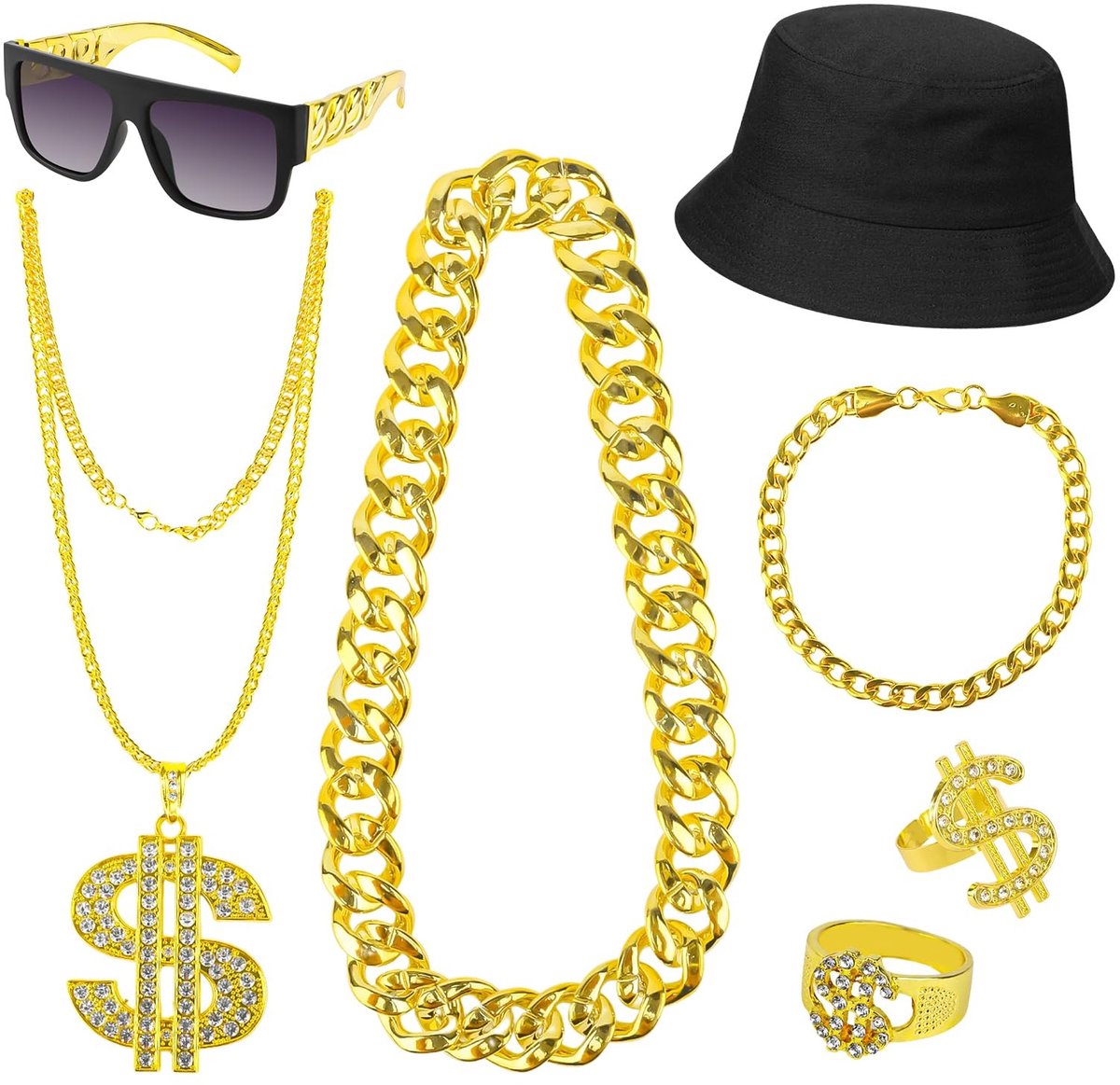 SolidKeus - 7 Delige Rappers Kostuum Accessoires Set