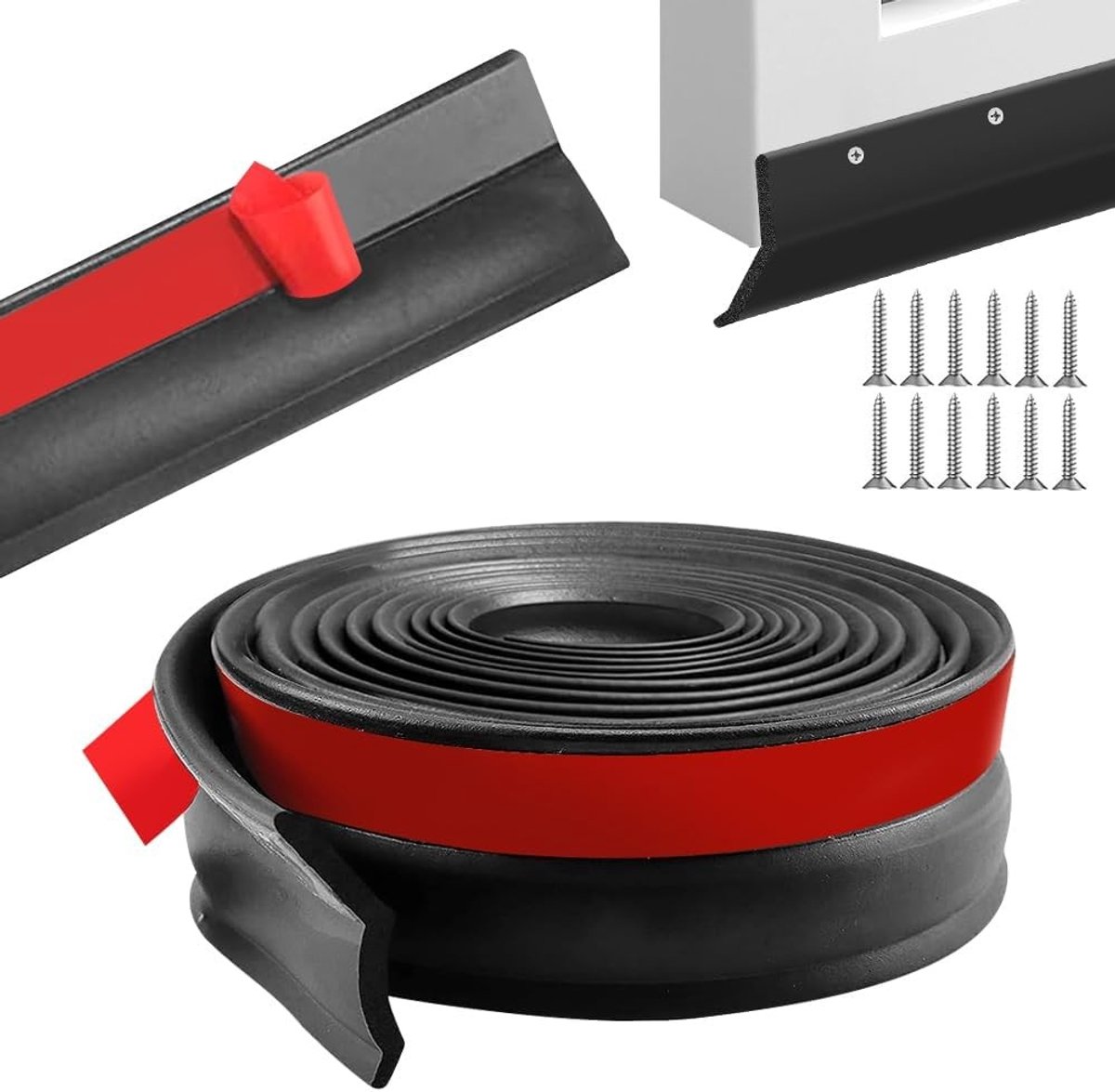 Universele Rubber Garagedeurafdichting - Zelfklevende 300cm Afdichtstrip met Spijkers voor Magazijnen en Garages