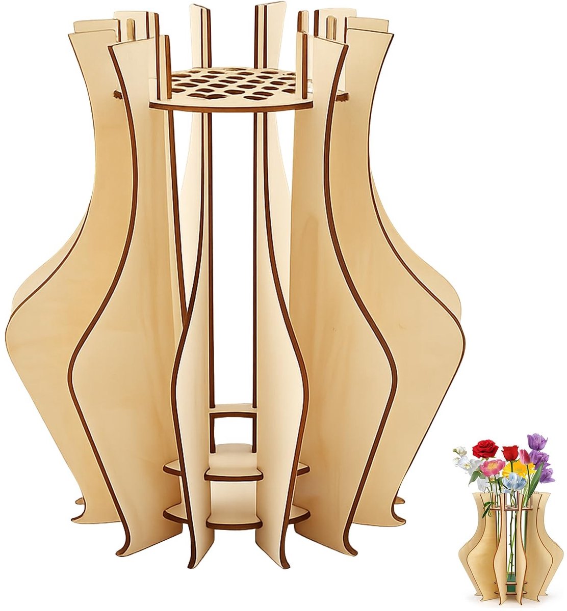 SolidKeus - Houten Vaas voor Bloemen met Creatief Ontwerp