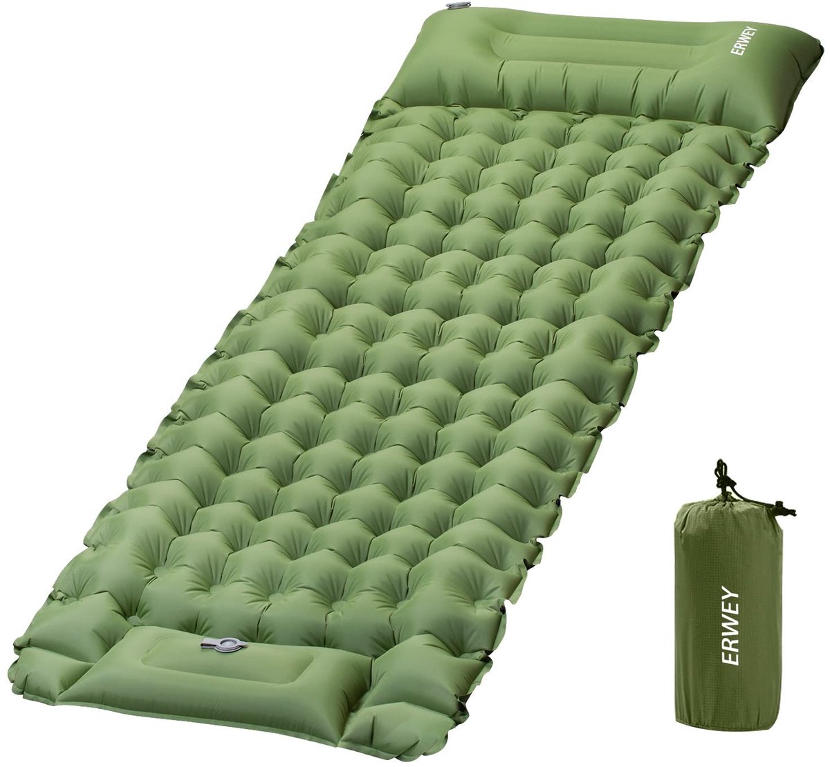 SolidKeus - Opblaasbaar Campingmatras met Voetpomp en Kussen, 200 x 70 cm