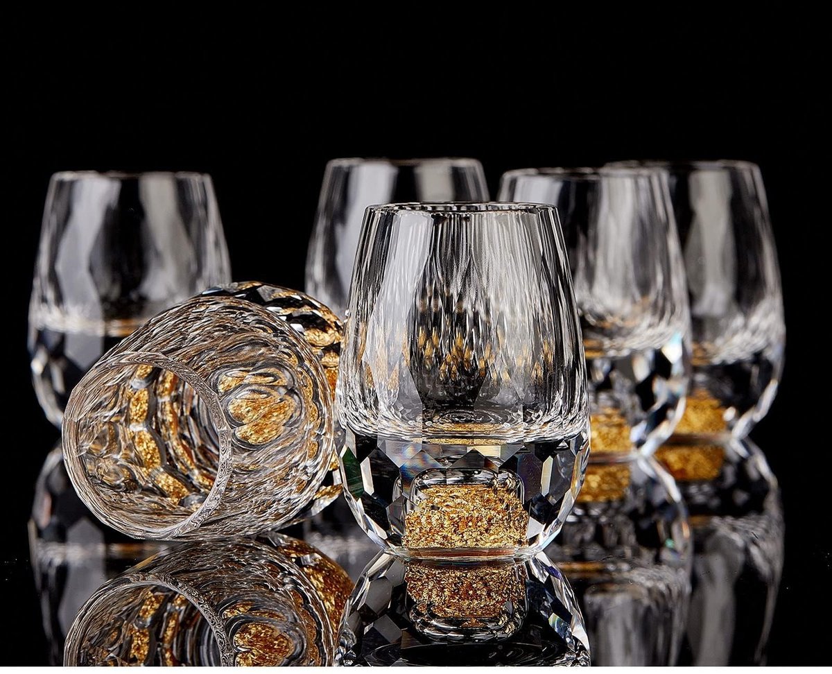 SolidKeus - Luxe Shotglazen Set met 24K Goudblad Flakes