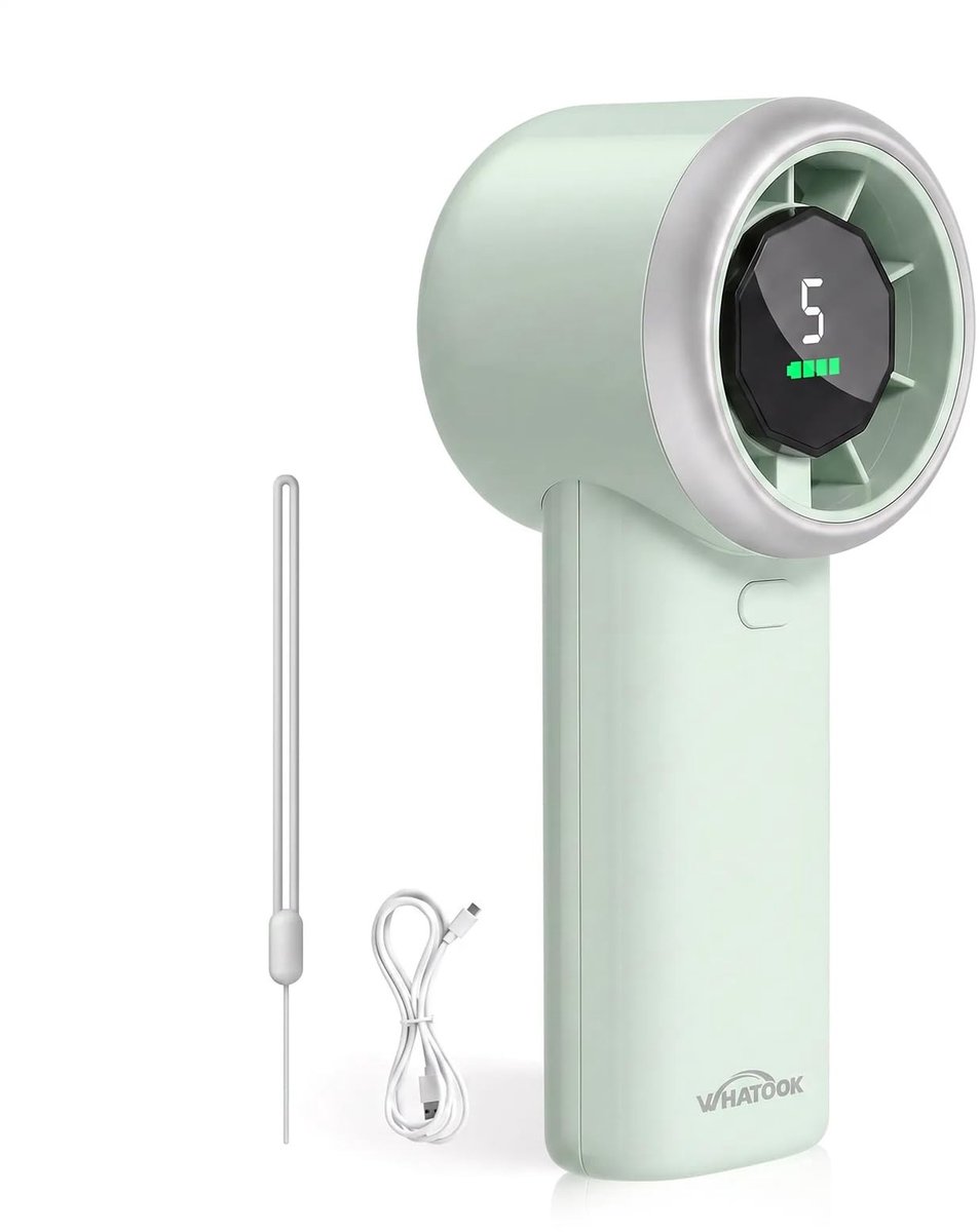 SolidKeus - Draagbare Handventilator met 5 Snelheden en Snelle Oplaadfunctie