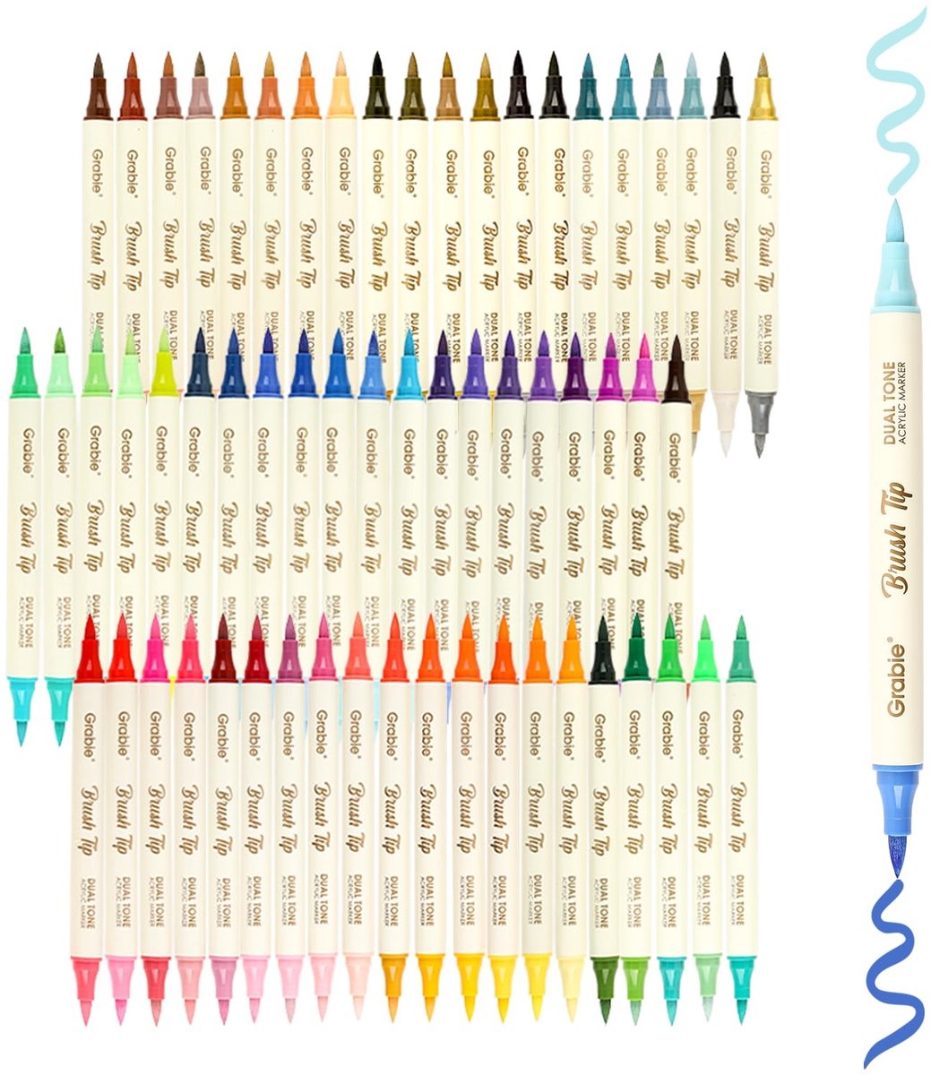 SolidKeus - 60 Acryl Markers met Dubbele Borstelpunt