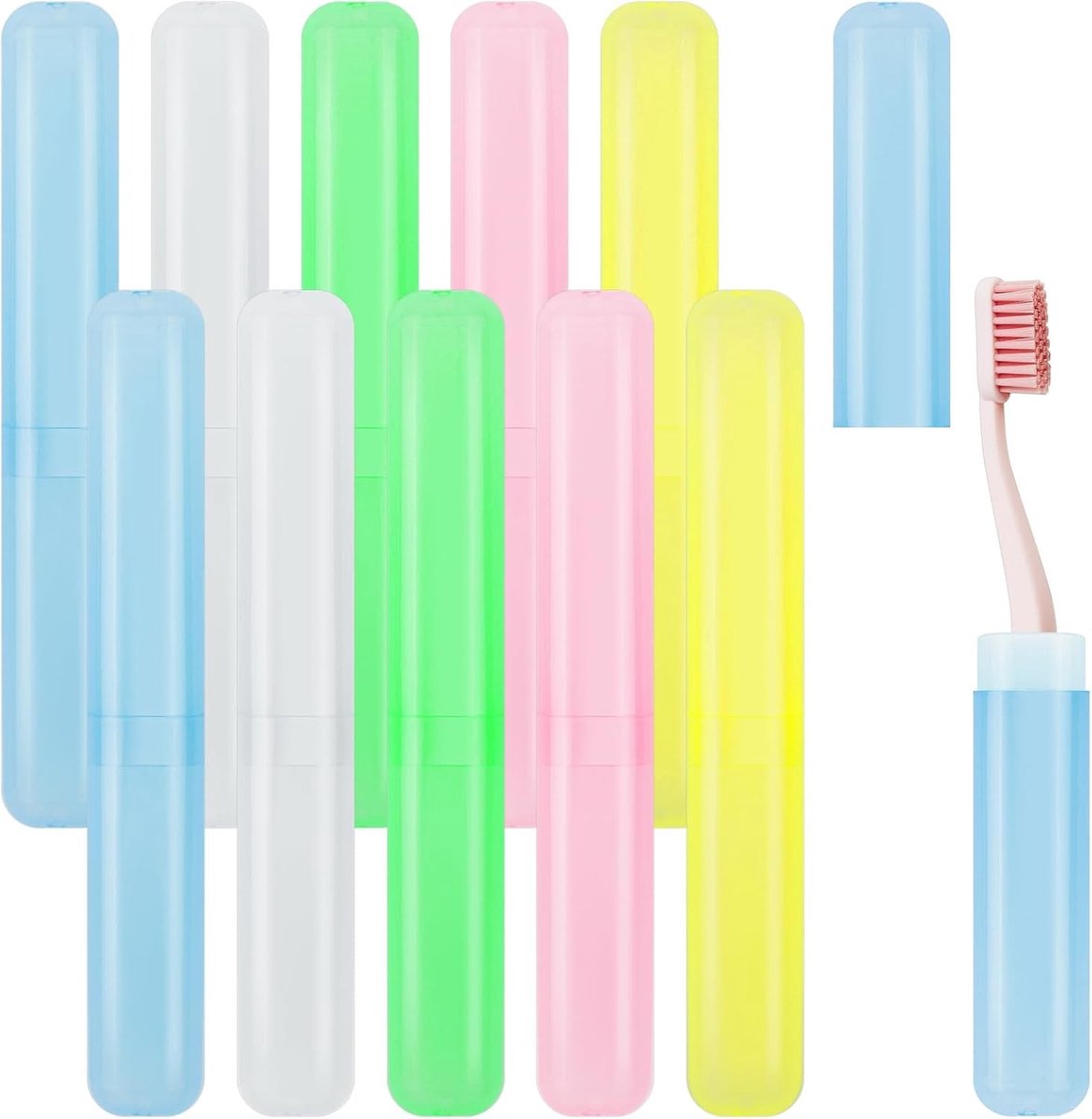 Set van 10 Reiskoffers voor Tandenborstels - Plastic Opbergdozen, Draagbare Houder en Bescherming voor Tandenborstels