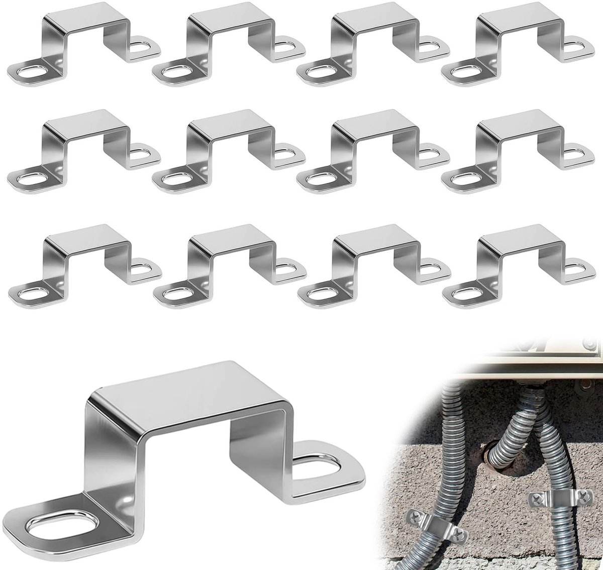 SolidKeus - Set van 15 Vierkante Buisklemmen van RVS 40mm