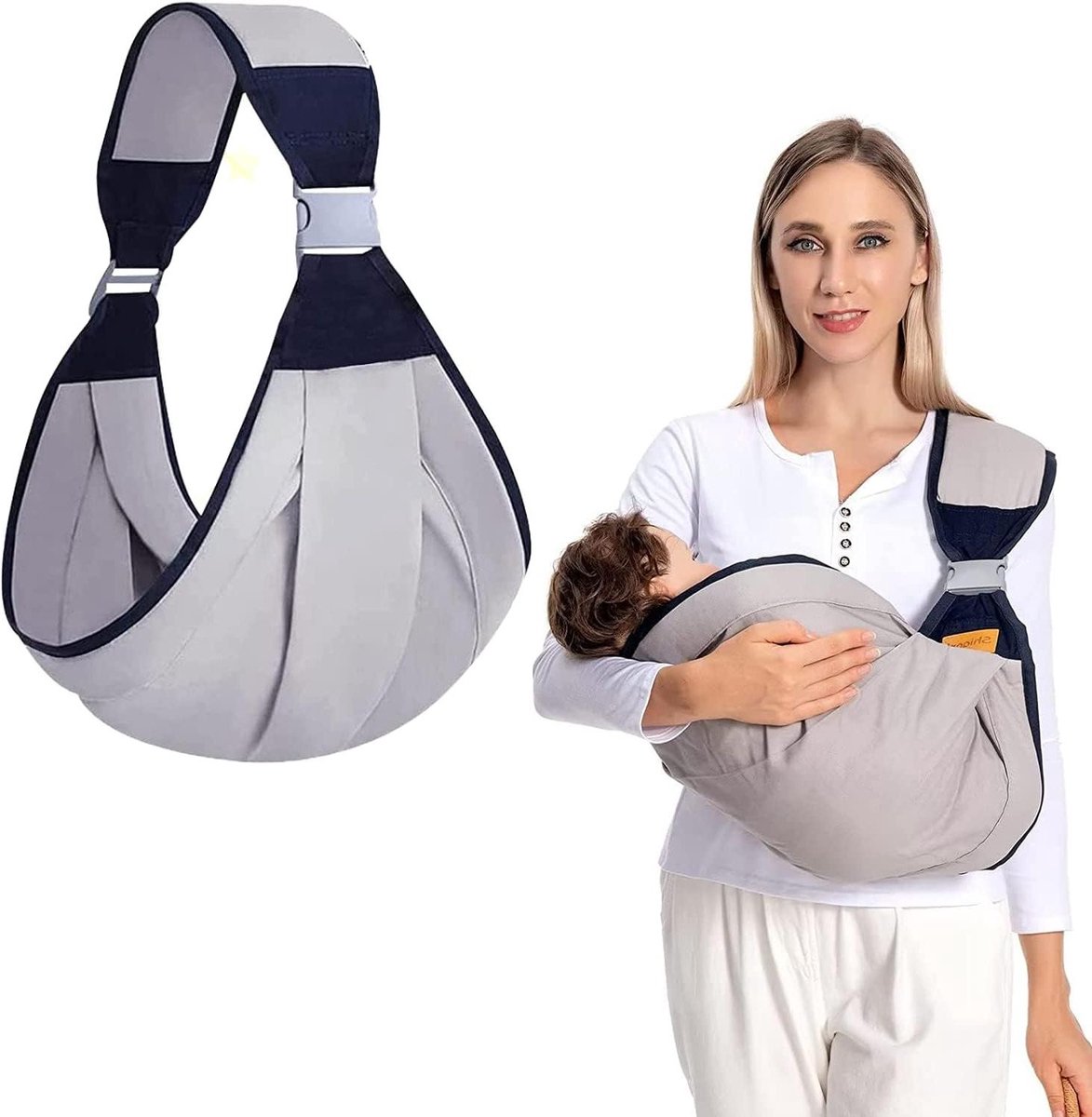 Ergonomische babydrager - Draagdoek baby - Baby dragen - Verstelbaar en ademend - Tot 18 kg - Heel grijs