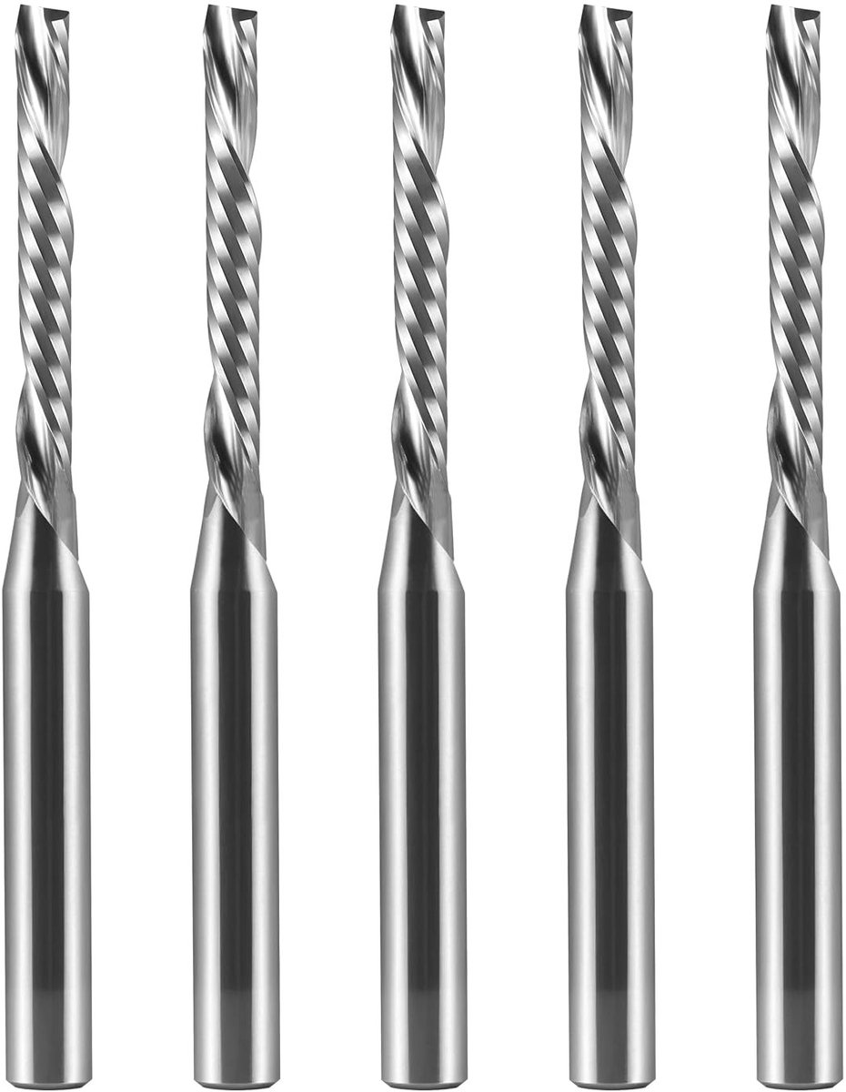 Set van 5 CNC Freesgereedschappen met 3,17 mm Schacht voor Houtbewerking en Groeven, Ideaal voor Langsleuven en Precisiefrezen