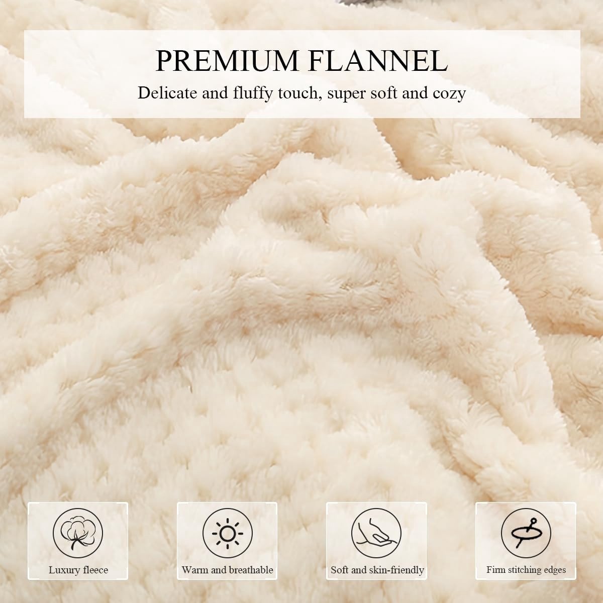 Elzusha - Wafel Plaid Deken Effen Kleur Flanel Zacht Warm 200x230cm