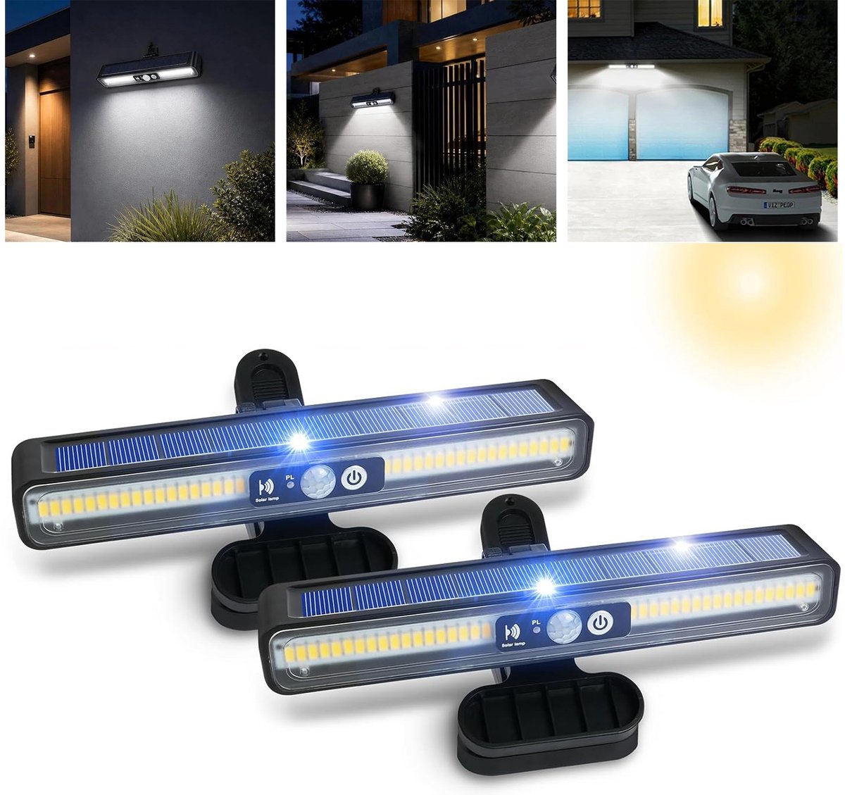 Solarlampen Voor Buiten - Opklikbare Solarverlichting - Led-Zonnelampen Met 3 Standen - Beveiligingslamp Met Bewegingsdetector