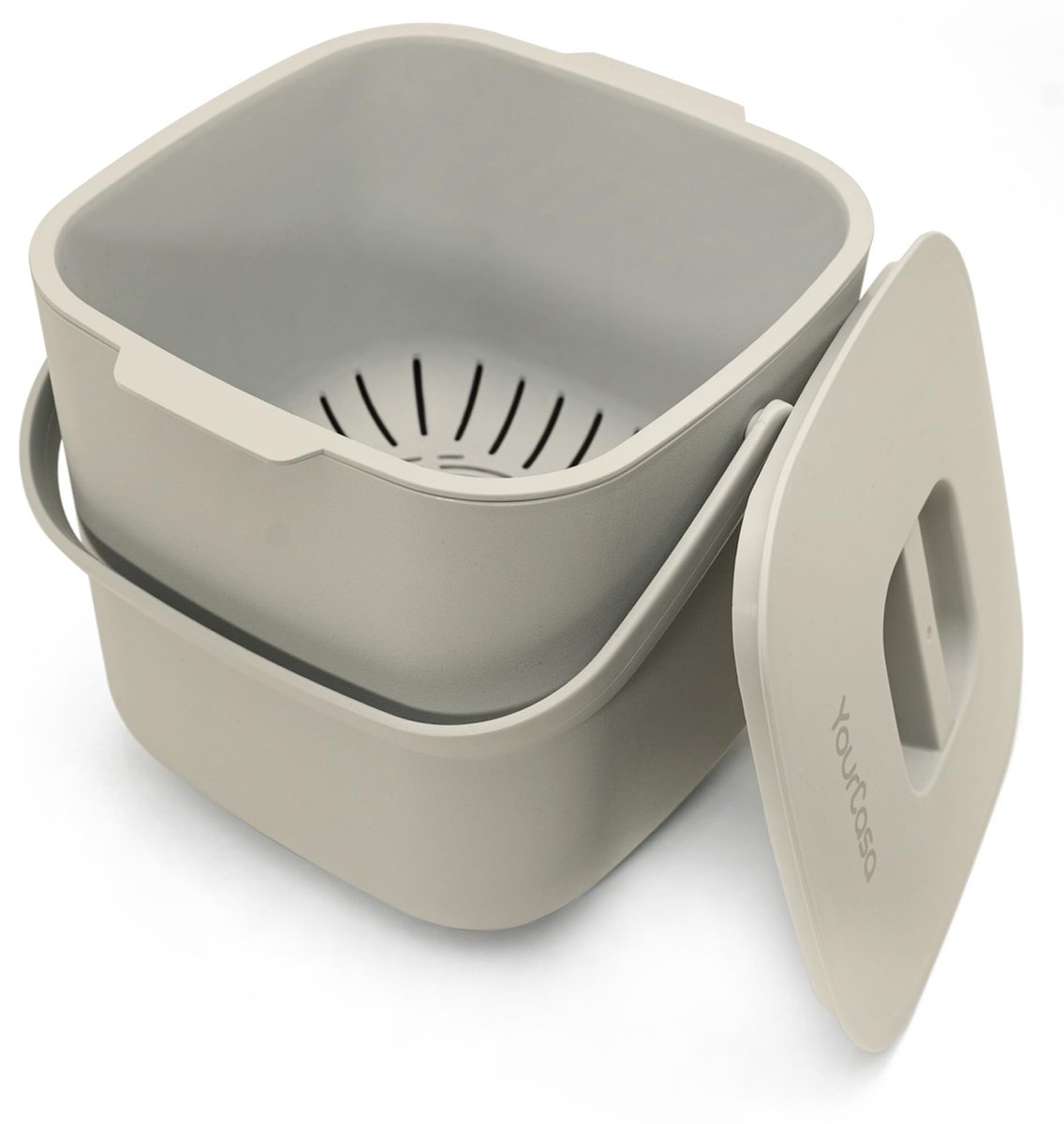 Elzusha - Compostbak Keuken 7 L - Biocontainer met Uitneembaar Zeef - Vaatwasserbestendig en Geurdicht