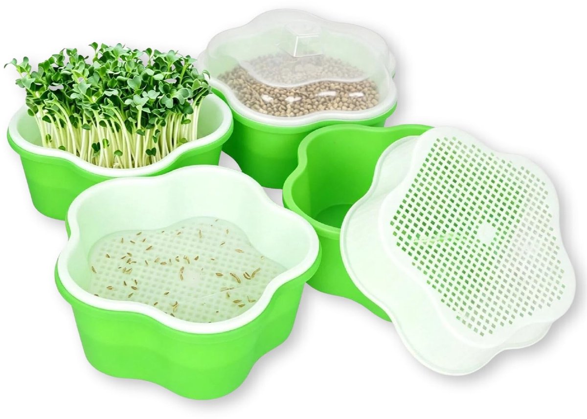 Elzusha - Kiemschalen Set - 4 Stuks - 18 cm - Tuinkers en Zaden Kweekschaal