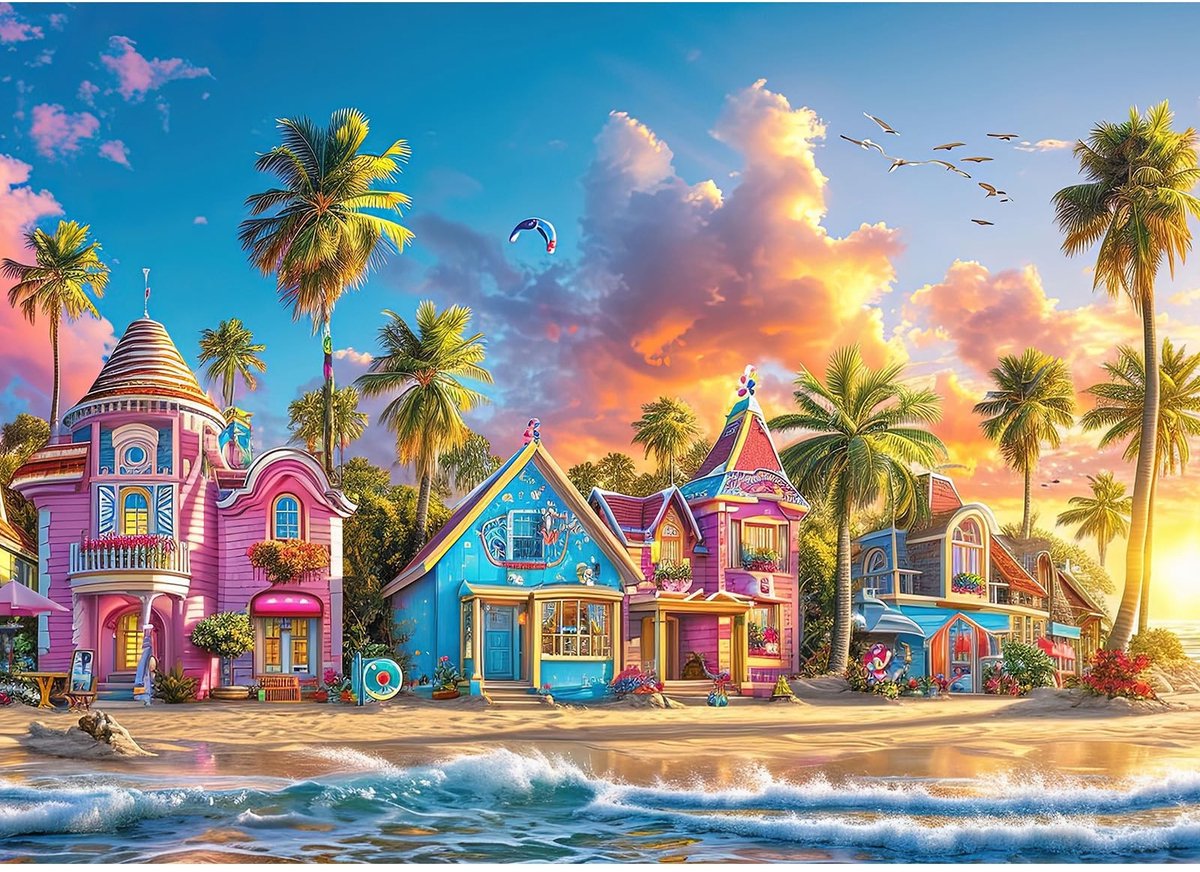 SolidKeus - 1000 Stuk Puzzel met Kleurrijke Haven Thema voor Volwassenen