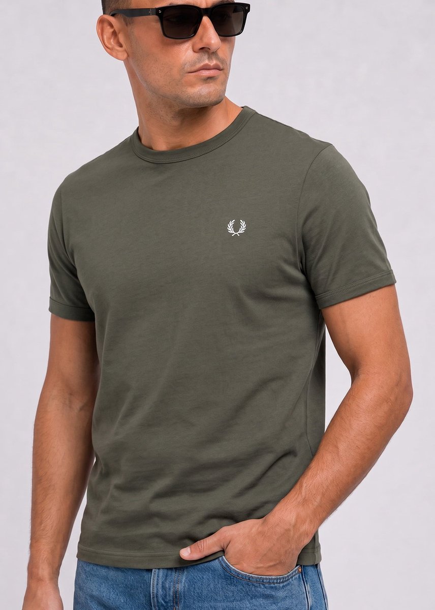 Fred Perry Ringer t-shirt field Groen