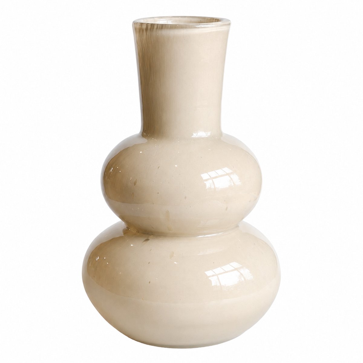 Vase The World Vaas Lindi Elite Beige Ø22 x H36 cm - Mondgeblazen Glas - Design Vaas - Bloemenvaas - Woondecoratie
