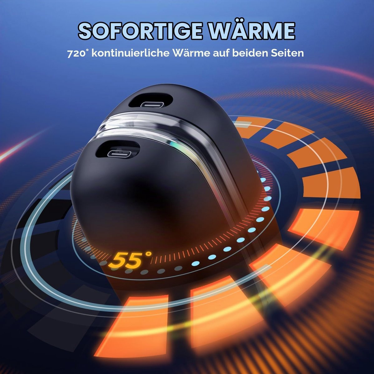 Namajunas - Elektrische hand warmer - 4 standen temperatuur regeling - Toont temperatuur en batterij percentage - Met RGB verlichting - Langdurige warmte - De perfecte winter musthave - Magnetisch handwarmer voor in de zak - Draagbare - Mini — cadeau in Gadgets - foto 4