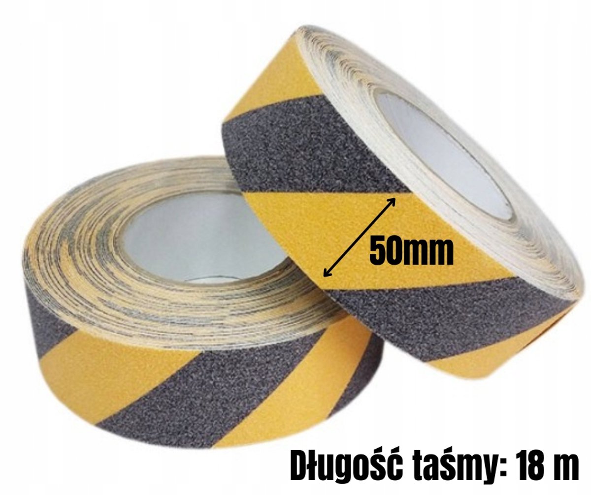 Antislip tape geel-zwart 50mm x 18m zelfklevend