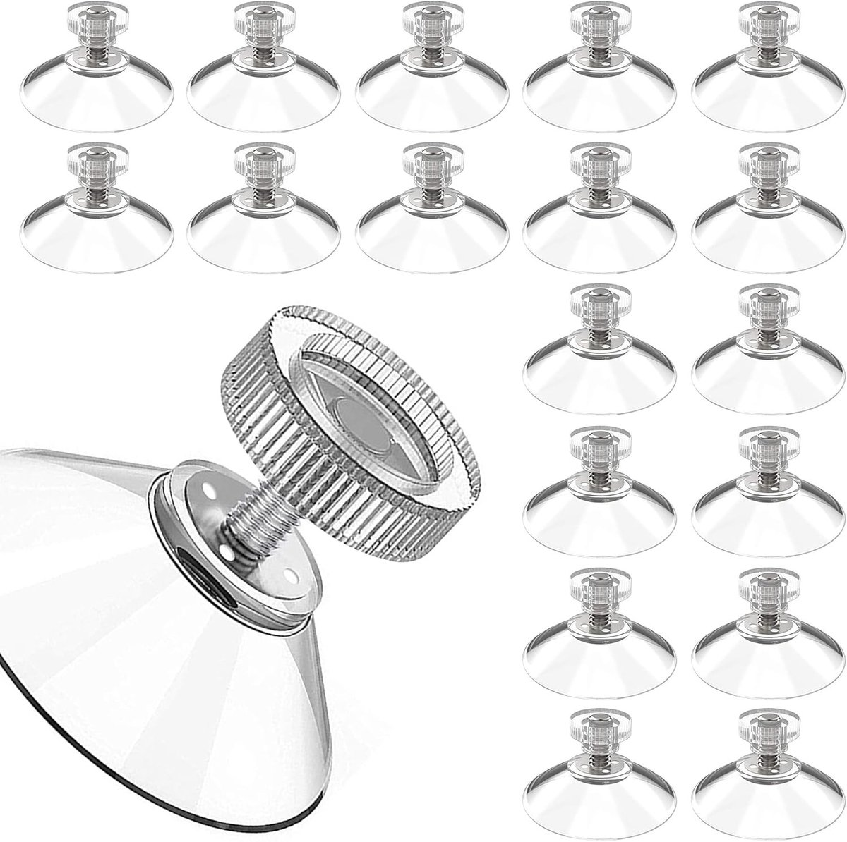 Zuignappen - Transparant - 30 mm - Met M5-Schroefdraad - Voor Bevestiging op Glas en Gladde Oppervlakken