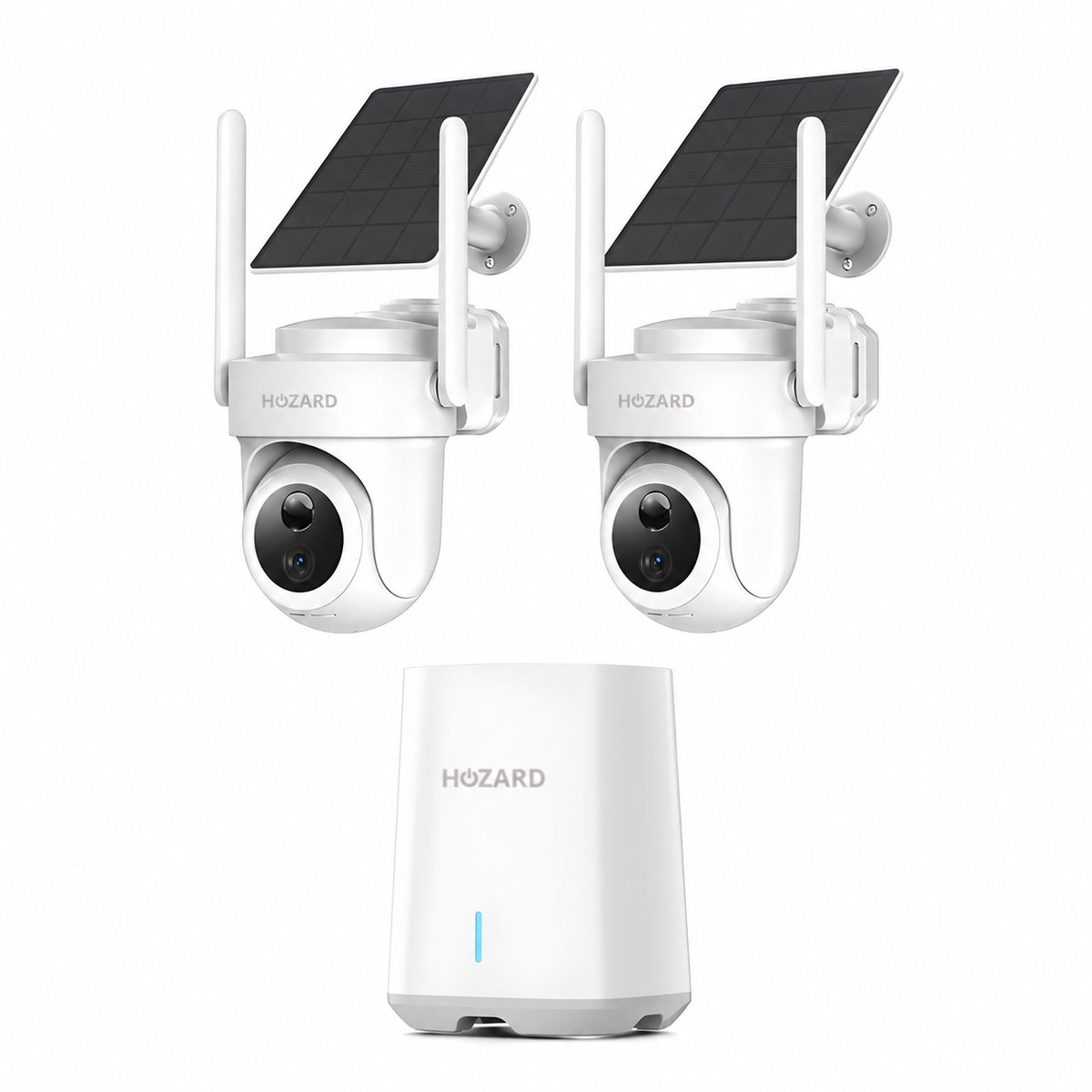 Hozard® 4K Ultra HD 2x Beveiligingscamera Buiten Set - Solar & P66 + HomeBase 64GB - Buiten Camera Met Nachtzicht - Outdoor WiFi Camera