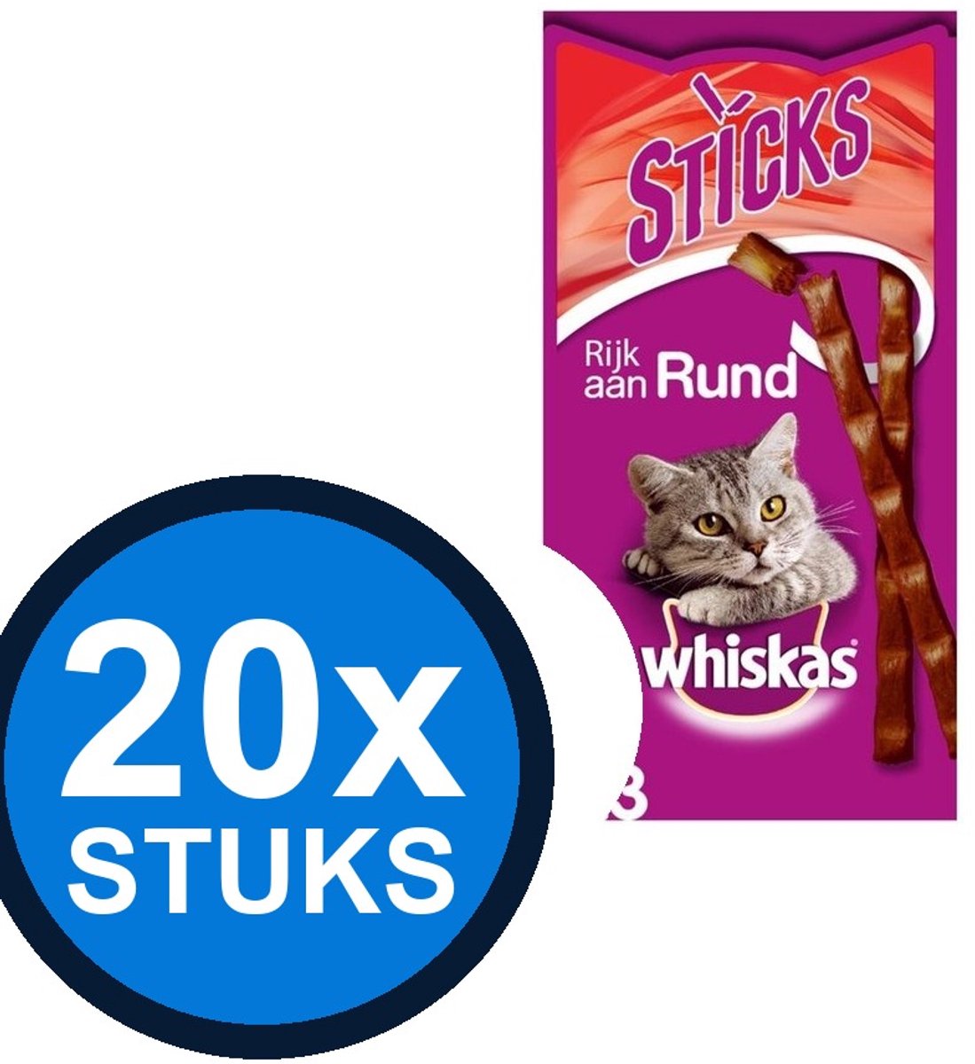 20x Whiskas - Catsticks Rund - Kattenvoer Snacks - 18 g