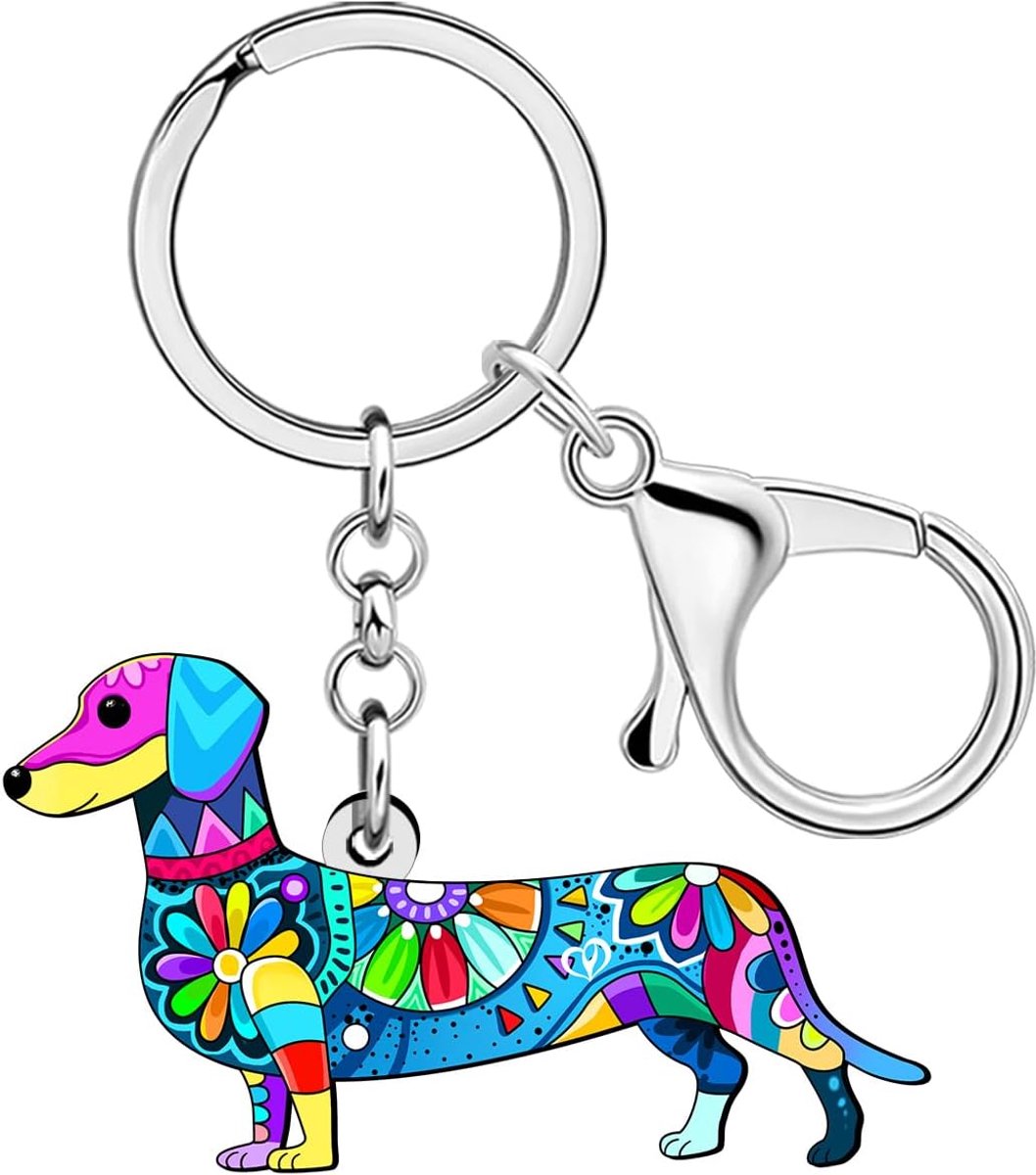 Acryl Leuke Boho Teckel Geschenken Puppy Sleutelhanger Sleutelhanger Weiner Hond Geschenken Voor Vrouwen Meisjes Moeder Hond Liefhebbers Autosleutels