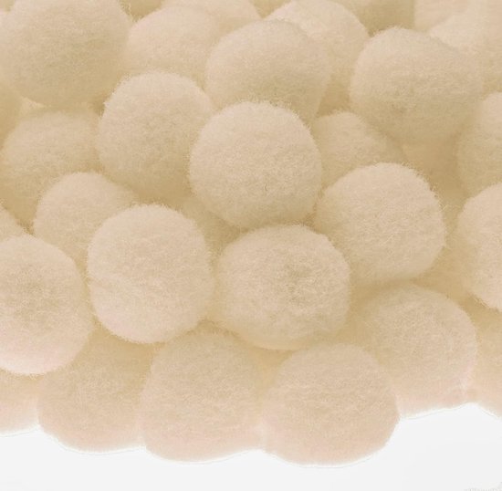 - C60470-100 pompons Ø 13 mm - kleur vuil-wit - van textiel - slingers om zelf vorm te geven voor hobby korte kleding decoratie naaien kleding borduurwerk — afbeelding 3