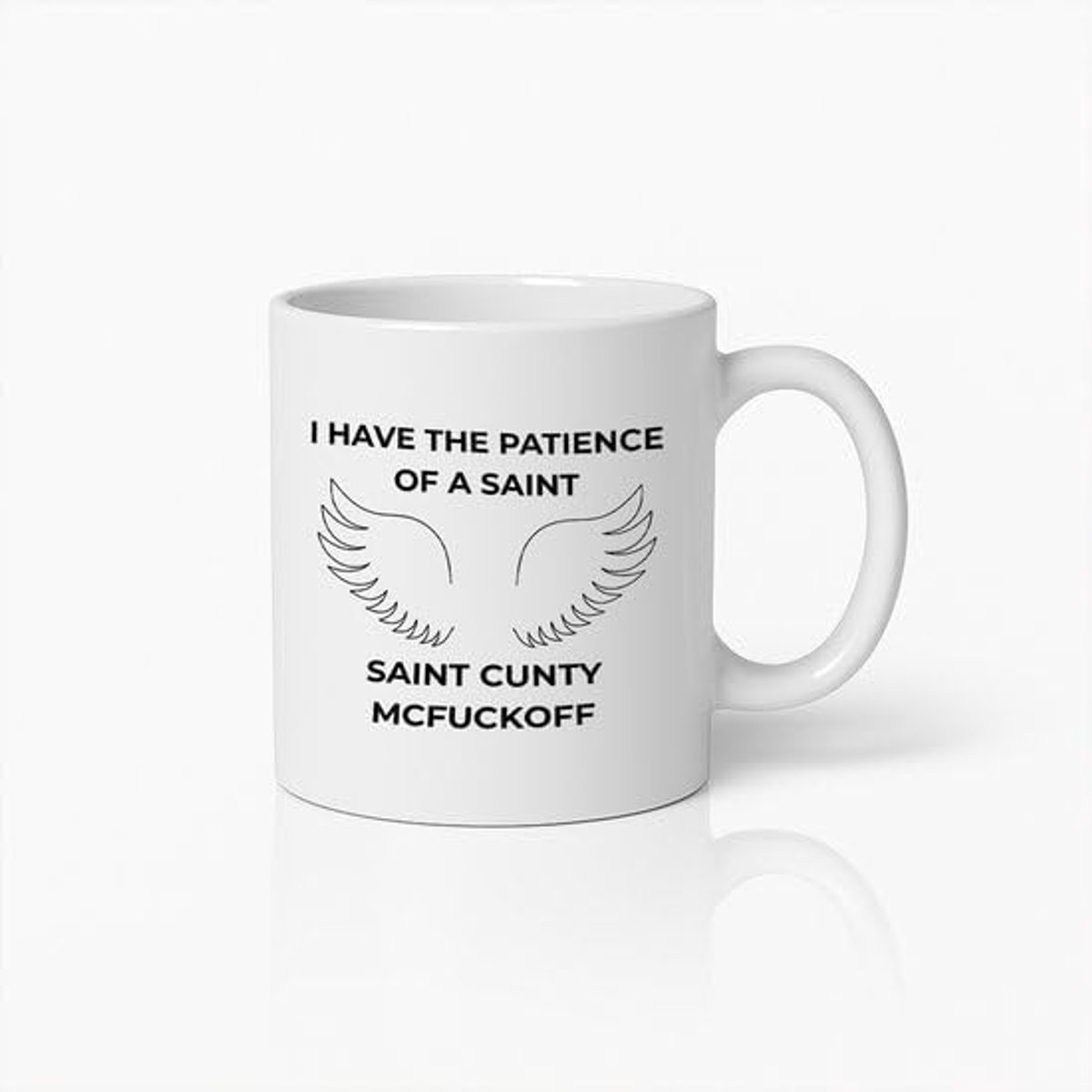 "Geduld van een Heilige" Humoristische Quote Mok – Uniek Cadeau voor Vrienden en Collega's