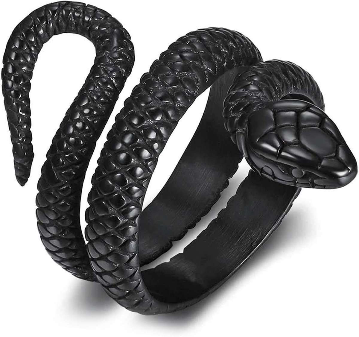 Herenring, duimring, herenring, herenring, grote brede slang, cocktailband, ring, bandring, zwart, zilver, goud, zegelring, gothic, motorrijder, bikeraccessoires, Roestvrij staal