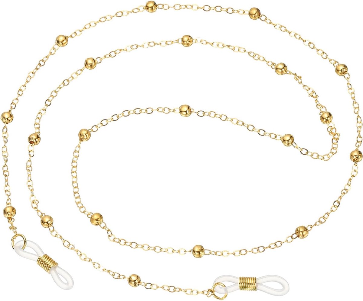 Bril Houders rond de nek, licht goud metalen kraal brillen riem mode stijlvolle kralen lanyard bril ketting voor vrouwen zonnebril oude dame glas, 1 stuk, Goud, 28W