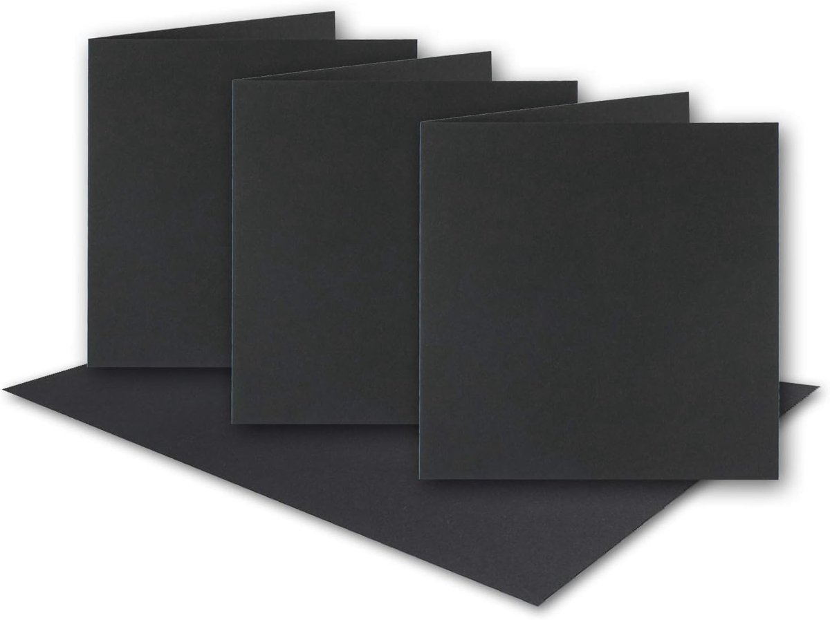 50 x zwarte vintage kraftpapieren vouwkaarten, vierkant, 150 x 150 mm, 15 x 15 cm, recycling, 220 g, blanco vouwkaarten, duurzaam, milieu, door Gustav Neuser
