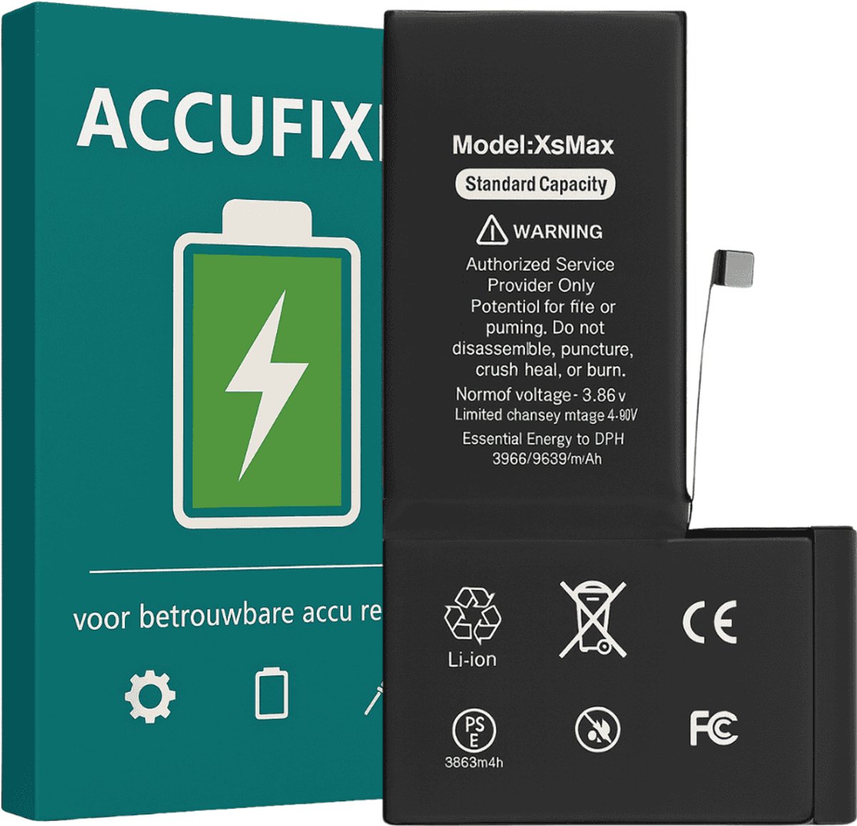 iPhone XS Max Batterij - voor Reparatie - A+ Kwaliteit - met Batterijsticker