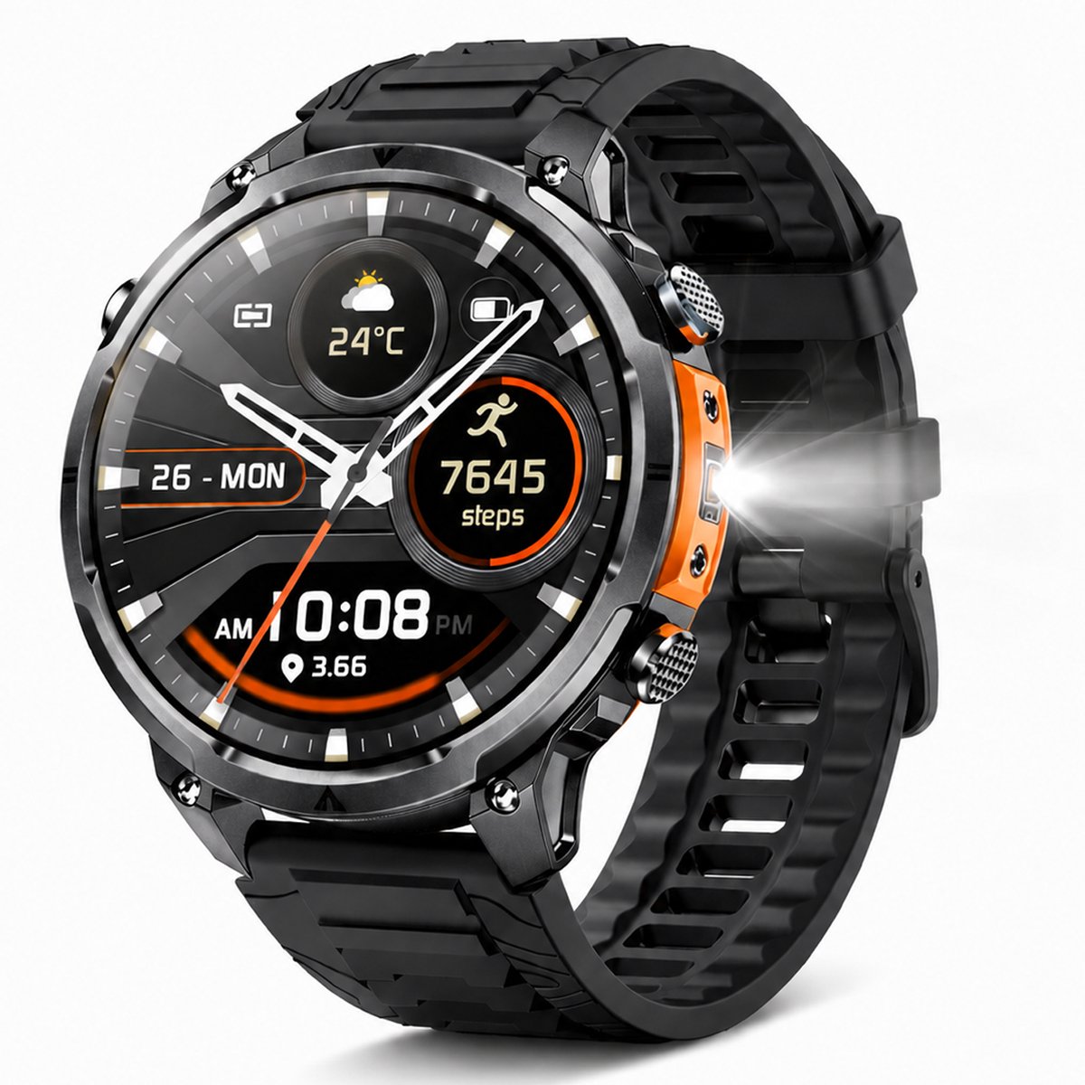 Hibousee Smartwatch Heren & Dames met Belfunctie – Sporthorloge – Hartslagmeter – Waterdicht – Fitness Tracker – Zaklamp – Geschikt voor iOS & Android