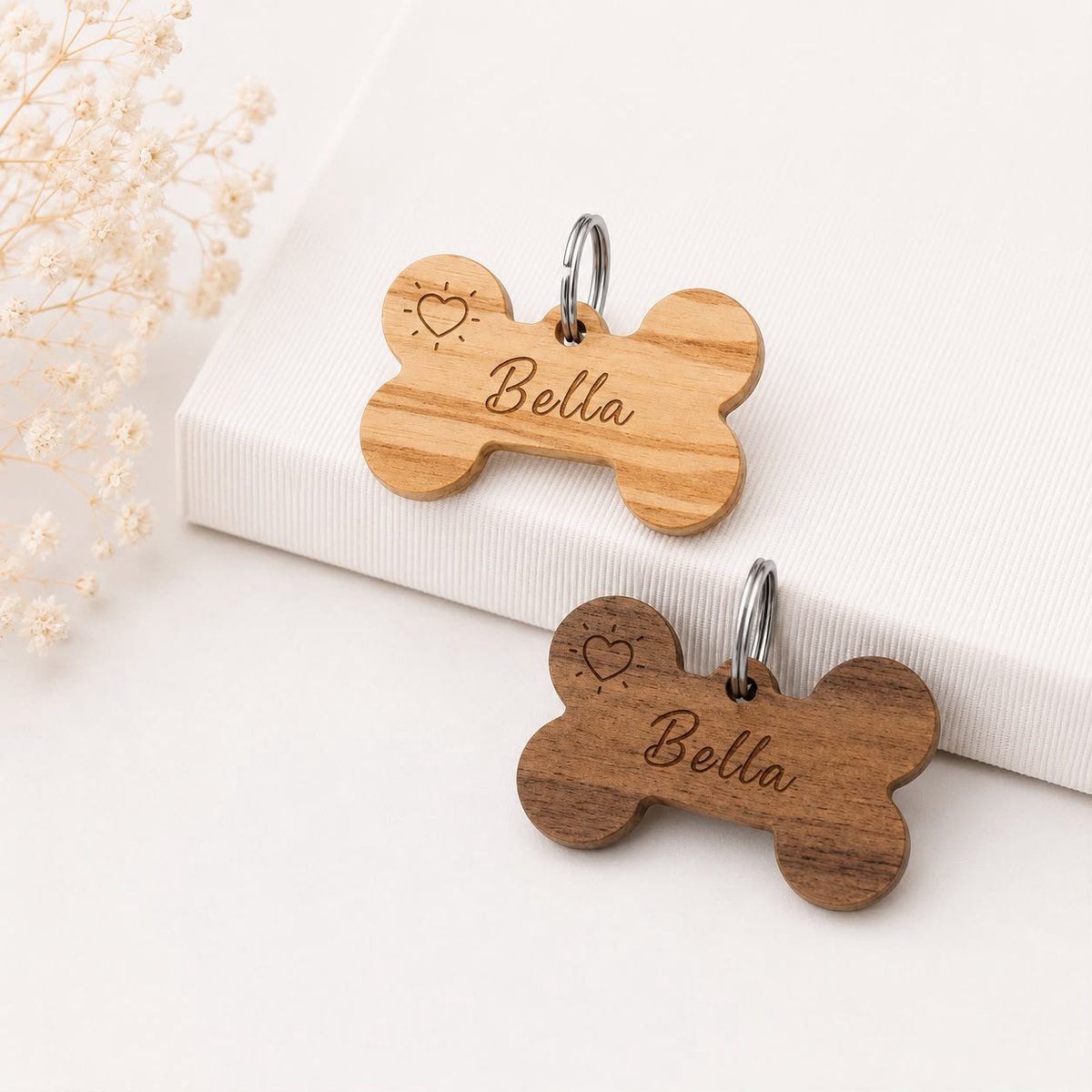 Hondenpenning Houten Botje | Hondenpenning Hout | Houten Hondenbotje inclusief graveren | Petshop Seven