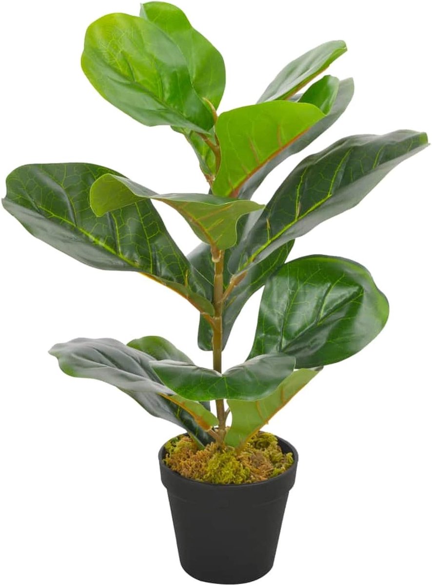 Kunstplant Ficus Lyrata met groene pot 45 cm, inrichting, kunstflora-280171