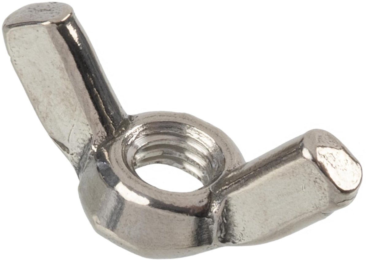 Vleugelmoeren M6x1 mm | voor snel montage zonder gereedschap op draadstangen, mechanische assemblages en doe het zelf | van staal in zilverkleur