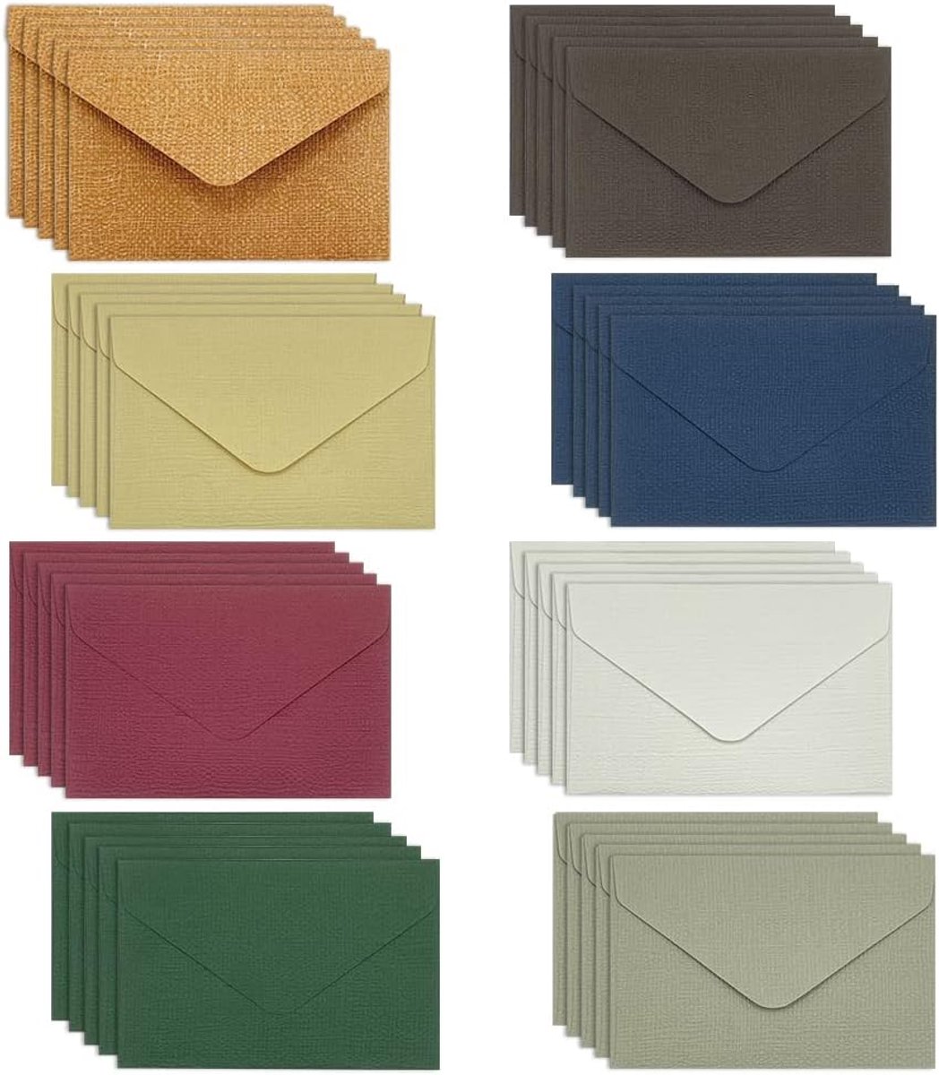 40 stuks 10,5 x 7 cm geribbelde enveloppen, enveloppen zonder venster, getextureerde enveloppen, voor bruiloft, wenskaarten, uitnodigingen (8 kleuren), 105 x 70 mm