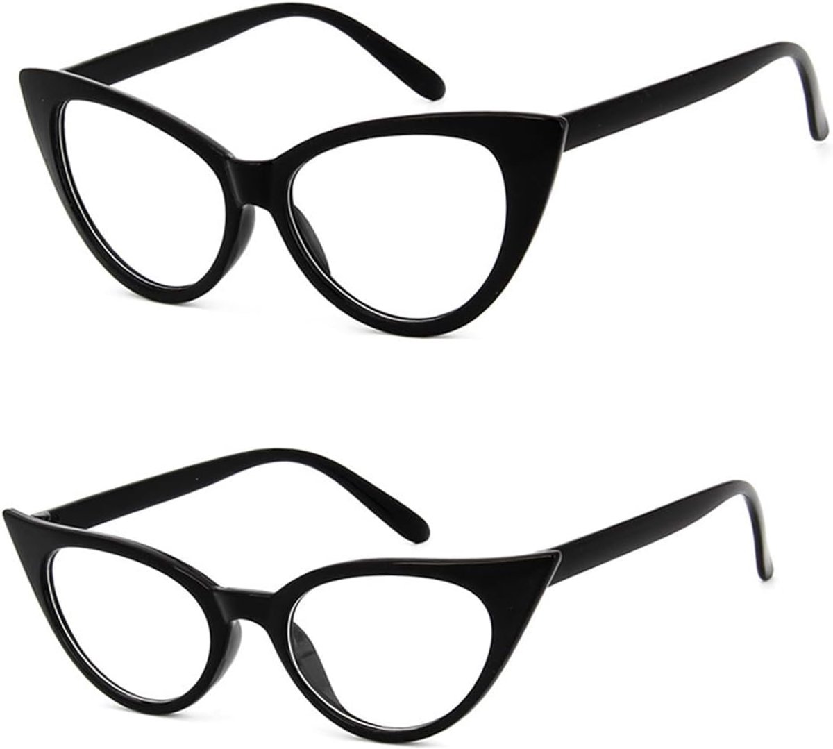 Grote en Kleine Cat-Eye-Bril, Gepersonaliseerde Damesfeestspiegel, Carnaval-Retro Decoratieve Bril Voor Dames, Zwart