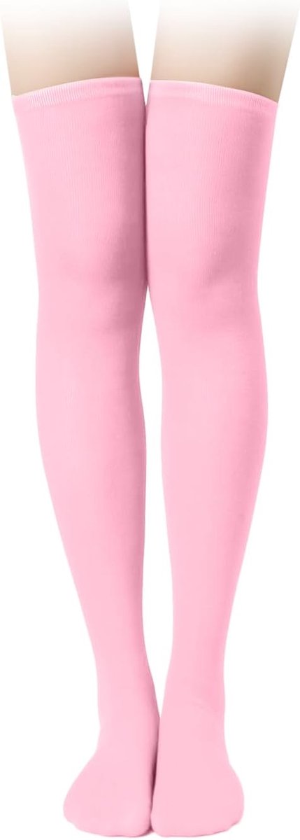 1 Paar Dijkousen, Katoen Zacht Kniekousen Lange Kousen Thigh High Socks voor Dames Meisjes Dagelijks Gebruik Kerstcosplay (Roze)