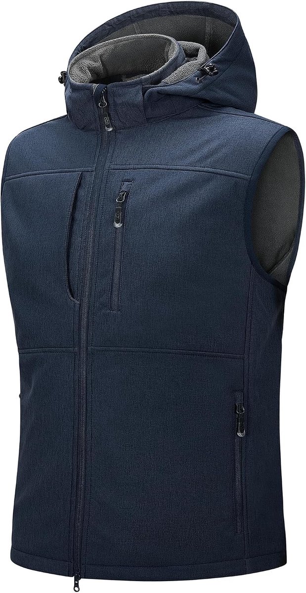 33,000ft Outdoorjas voor heren, waterdicht, softshell, mouwloos, bodywarmer, fleecevest, volledige ritssluiting