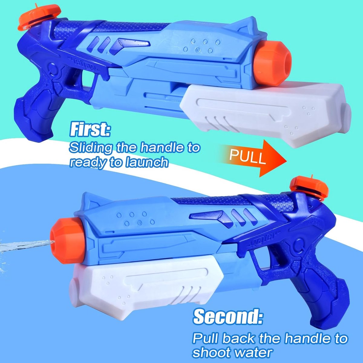 Waterpistool voor kinderen, 2 stuks waterpistool met 10 meter bereik, super speelgoed voor water, zomer, zwembad, strand, outdoor, plezier met 100 ballonnen