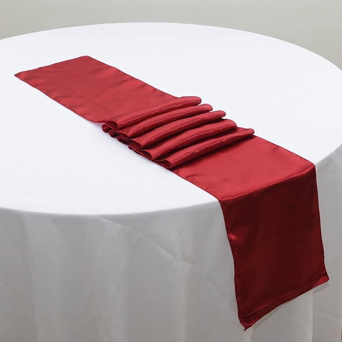 Tafellopers, decoratie voor bruiloft, tafelloper, 275 cm x 30 cm (wijnrood)