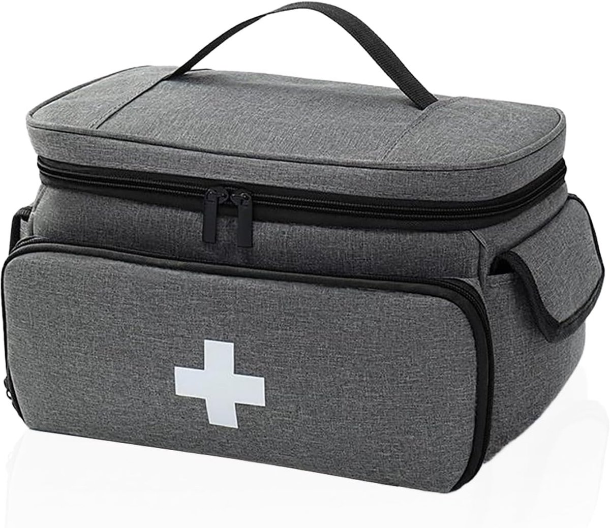 Grote capaciteit, medicijntas voor reizen, draagbaar, EHBO-set voor reizen, waterdicht, EHBO-set voor thuis, buiten, Grijs, 28 x 19 x 16 cm, Modieus