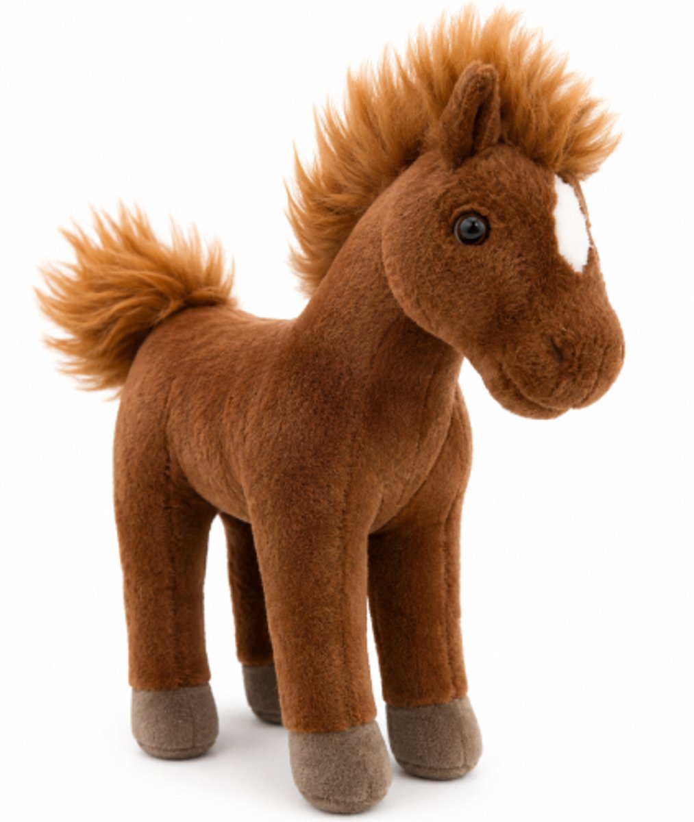 Paard (Donkerbruin) Pluche Knuffel 30 cm - Speelgoed Knuffels voor Kinderen Jongens Meisjes - Horse Plush Toy - Veulen Pony Paarden Dierenknuffel