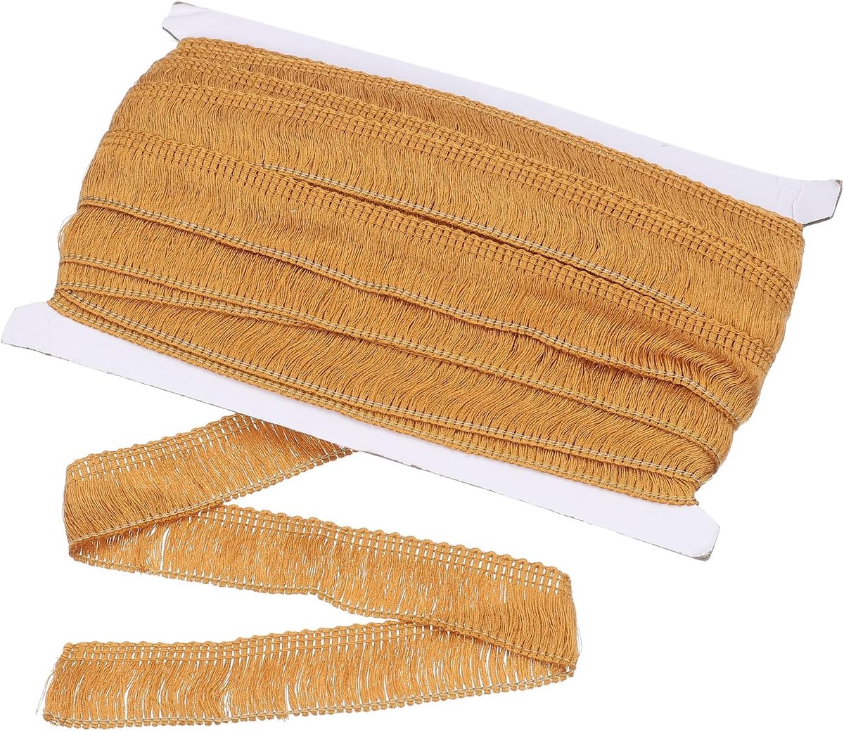 Naaien franjes, 13,5 m x 25 mm, kwastjes van polyester, franjes, kanten rand voor kledingaccessoires, doe-het-zelf, naaien, handwerk, decoratie, donkergoud